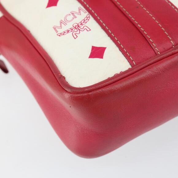 MCM Vicetos Logogram Shoulder Bag PVC Leather White Silver Auth 153908 - Picture 15 of 16